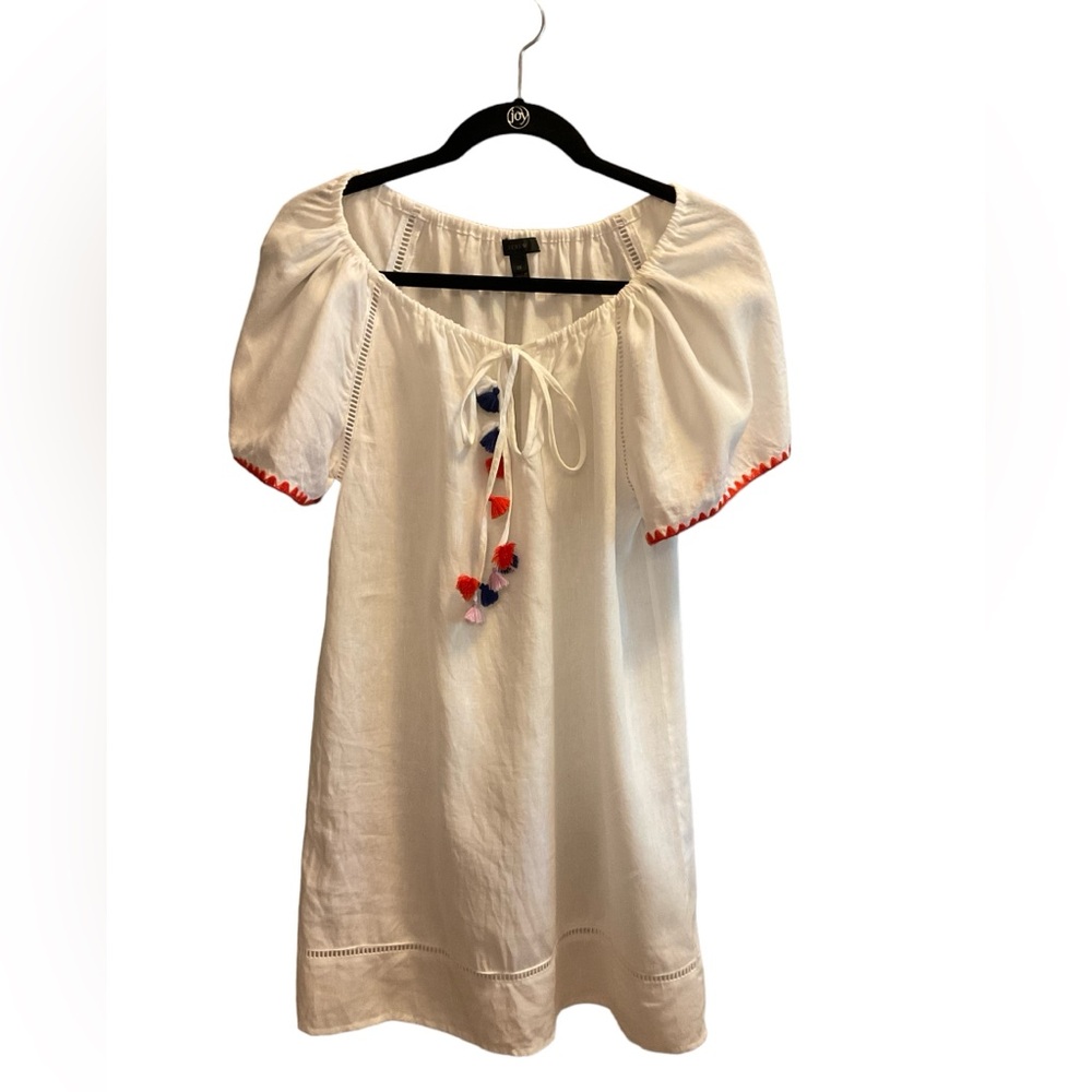 J Crew linen pom pom dress
